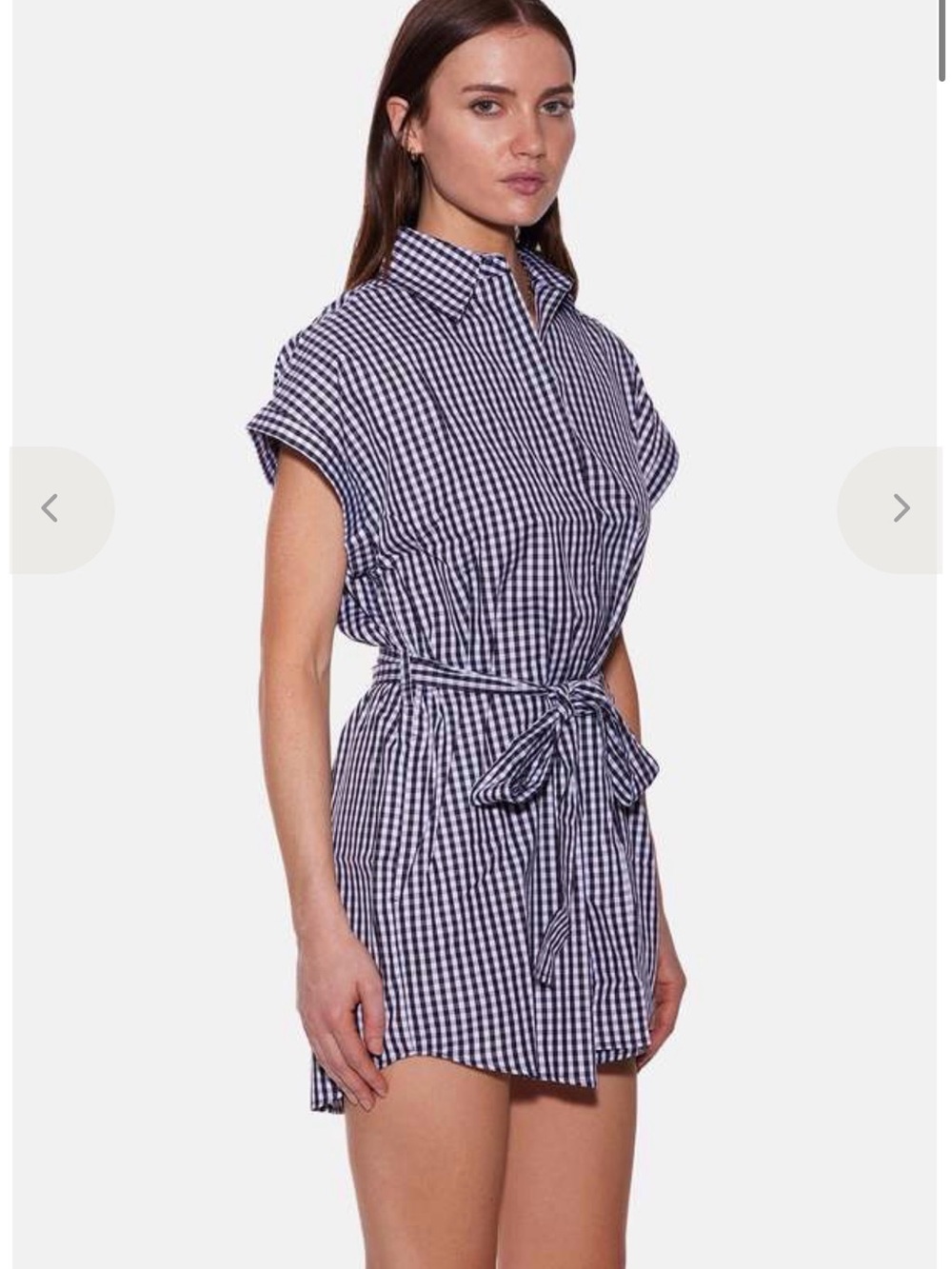 Monki Navy & White Gingham Mini Shirt Dress